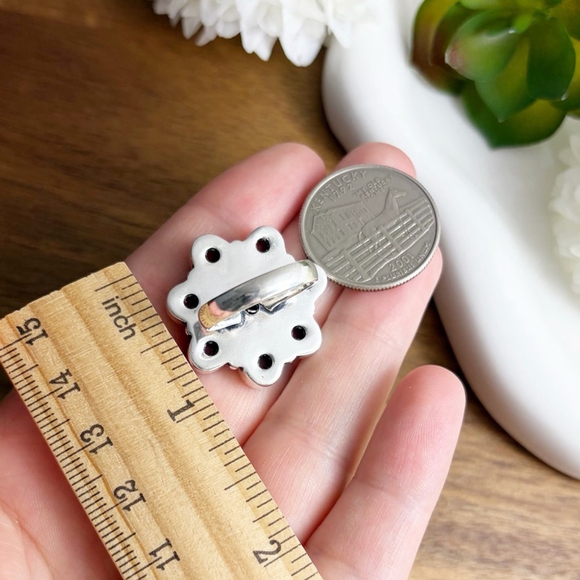 Red Coral Ring Size 7 Sterling Silver 925 Flower Cluster Gemstones Ring - Picture 7 of 9